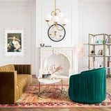 London Pleated Performance Velvet Swivel Accent Chair