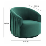 London Pleated Performance Velvet Swivel Accent Chair