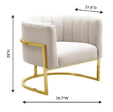 Magnolia Spotted Cream Performance Velvet Accent Chair