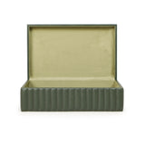 Eton Ribbed Green Vegan Leather Contract-Grade Storage Box