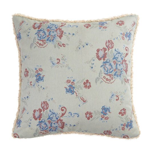 Rosabel Washed Denim Teddy-Backed Pillow, 2 MOQ