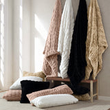 Ruched Rabbit Lumbar Pillow