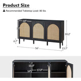 Posey 56″ Wood & Rattan Sideboard – Modern Coastal Storage Cabinet
