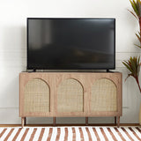 Posey 56″ Wood & Rattan Sideboard – Modern Coastal Storage Cabinet
