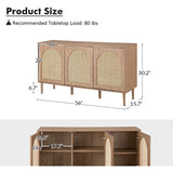 Posey 56″ Wood & Rattan Sideboard – Modern Coastal Storage Cabinet