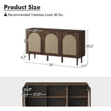 Posey 56″ Wood & Rattan Sideboard – Modern Coastal Storage Cabinet