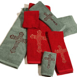 Embroidered Cross 3PC Towel Set, 2 MOQ