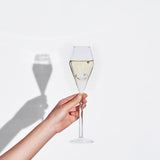 Champagne Flute Glassware | Set of 2, 7.8 OZ | Diamond Stemmed Glass