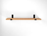 Thick Oak Floating Shelf with Black Steel Brackets