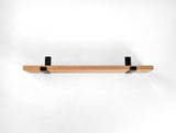 Thick Mahogany Shelf with Black Steel J Brackets