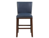 Tiffany 24" Counter Stool, Navy Vegan Leather