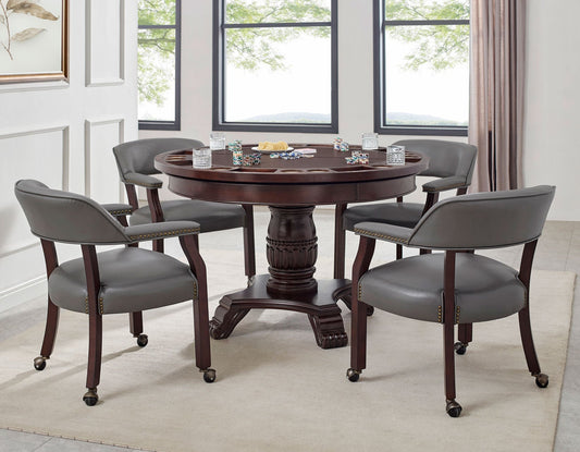 Tournament Game Table and Chairs, 6-Piece, Gray (Table & 4 Chairs)