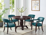 Tournament Game Table and Chairs, 6 Piece, Teal (Table & 4 Captains Chairs)