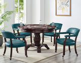 Tournament Game Table and Chairs, 6 Piece, Teal (Table & 4 Captains Chairs)