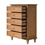 Erendiria Transitional 5-Drawer Chest Dresser with Solid Wood Frame