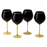 The Wine Savant Set of 4 Black Wine Glasses Gold Stemmed 14 oz