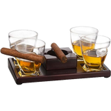 The Wine Savant Cigar Glasses Tray & Ash Tray, 4 Whiskey Cigar Glasses