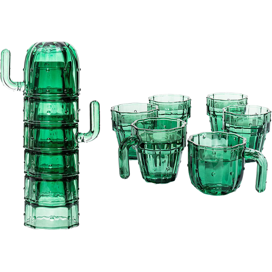 Cactus Stackable Glasses, Set of 6-10 oz