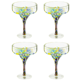 Mexican Design Hand Blown Margarita Glass – Set of 4 (Confetti Margarita)