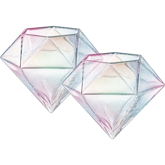 Set of 2 Iridescent Diamond Whiskey & Wine Glasses 10oz