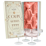 Ribbed Coupe Cocktail Glasses 8 oz | Set of 4 (Clear)