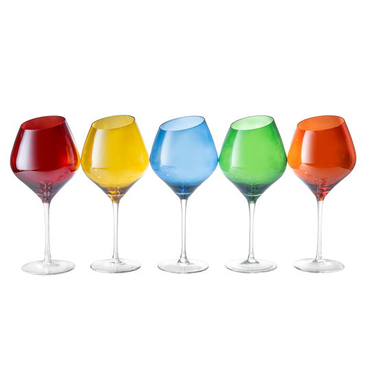Slanted Rim Colored Wine Glasses – Set of 5