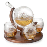 Etched World Decanter whiskey Globe - Whiskey Gift Set Globe