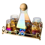 Diamond Iridescent Glass Diamond Decanter and Glasses Set