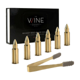 Bullet Whiskey Chillers Stones - 1.75in Whiskey Rocks, Set of 6 (Gold)