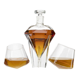 Diamond Whiskey Decanter - 2 Diamond Glasses Decanter Set