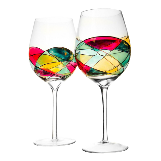 Artisanal Hand Painted Renaissance Romantic Stain - Set of 2 (Stemmed)
