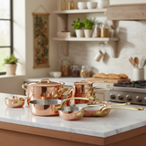 Mauviel M'Heritage M'200 B 12-Piece Copper Cookware Set With Brass Handles