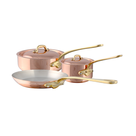 Mauviel M'Heritage M'150 B 5-Piece Copper Cookware Set With Brass Handles