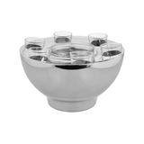 Vodka Bowl with Shot Glasses Stainless Steel Set 6 Pc