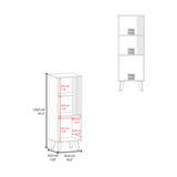 TUHOME Vance 47" High One-Door Storage Cabinet with Two Open Shelves, Modern Vertical Organizer for Living Room, Dining Room, Office, Bedroom, Compact Freestanding Cabinet with Wooden Legs