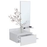 TUHOME Vienna 23.6-Inch Wide Three-Tier Floating Console Table with Built-In Mirror and Full-Extension Drawer, Modern Entryway or Bedroom Organizer for Décor Display, Storage and Everyday Home Essentials