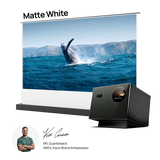 Long-Throw Projector Valerion Pro2 + AWOL Floor Rising Matte White Screen Bundle