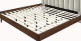 Vance Mid-Century Modern Bed with Elegant Textured Upholstery and Stylish Walnut Wood Finish