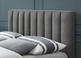 Vance Mid-Century Modern Bed with Elegant Textured Upholstery and Stylish Walnut Wood Finish