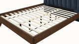 Vance Mid-Century Modern Bed with Elegant Textured Upholstery and Stylish Walnut Wood Finish