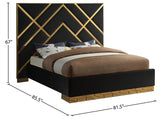 Vector Contemporary Bed with Polished Gold Metal Design and Plush Velvet Upholstery for Modern Elegance