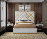 Vector Contemporary Velvet Bed with Polished Gold Metal Design - Luxe Supportive Platform Style