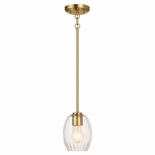 Vista Single Pendant Chain Hanging Light with Clear Glass - Satin Brass