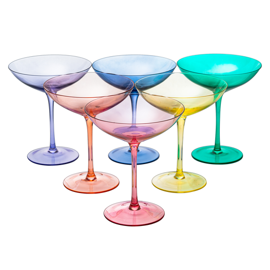 Colored Vintage Glass Coupes 12oz - (6, Multicolored)