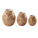Chestnut Tooled Leather 3PC Vase Set, Case of 2 Sets