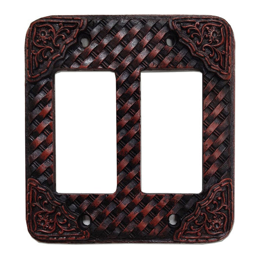 Tooled Resin Weaver Double Rocker Wall Switch Plate, 4 MOQ