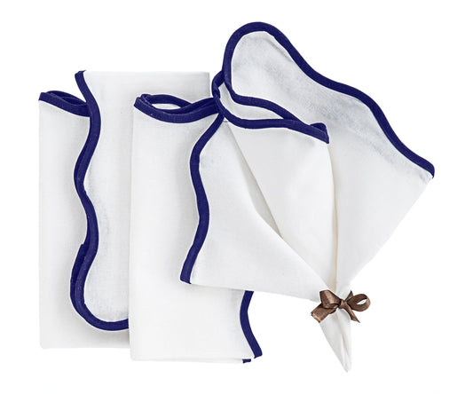 Navy Scallop Edge Napkins