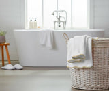 White Towels Bath with Beige Edge