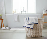 Bath Towel Navy with Border Edge