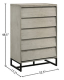 Weston Industrial Mid Century Chest of Drawers - Grey Stone Finish with Matte Black Base Charm